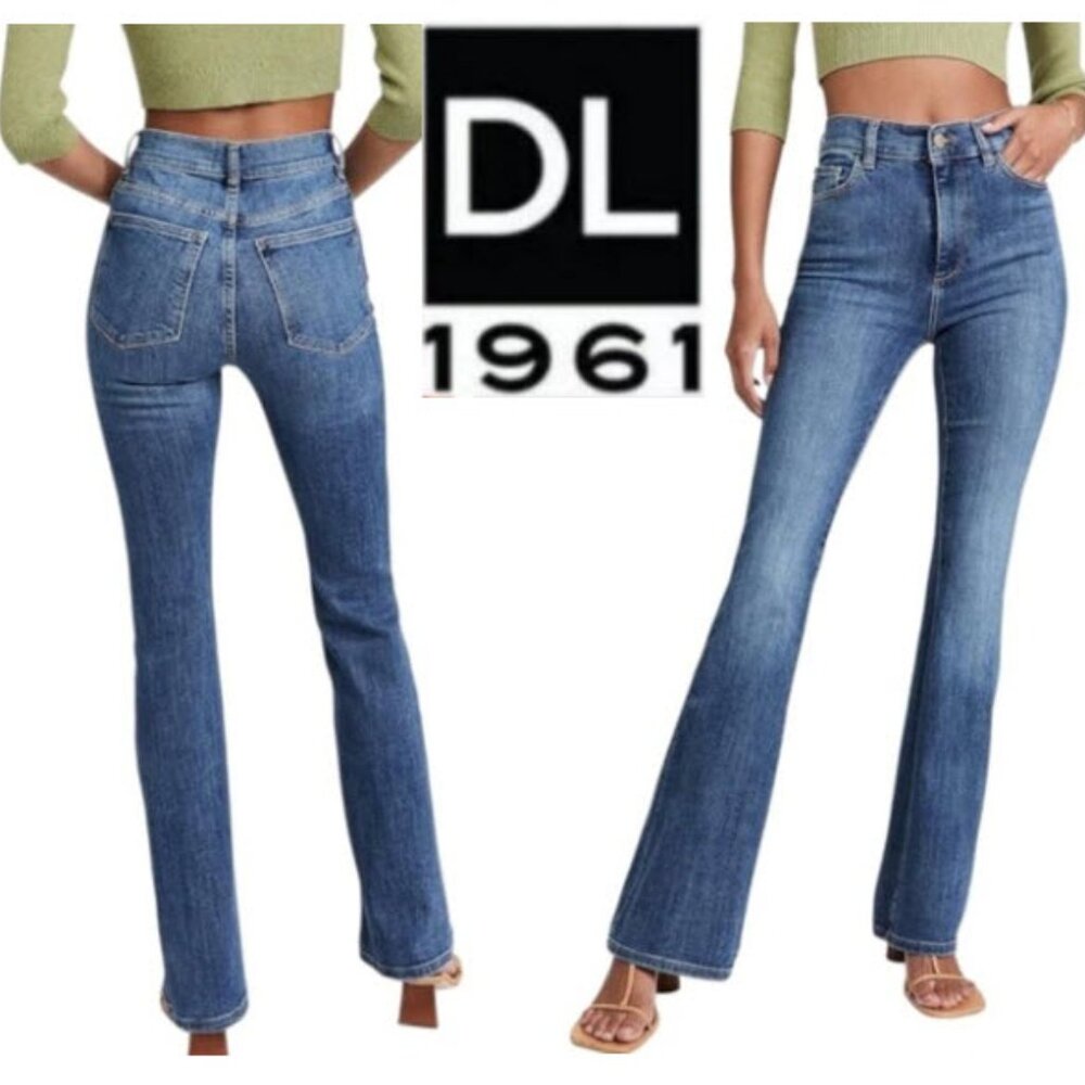DL1961 Bridget High Rise Bootcut Flare Jeans Size 27 Spring Showers Blue Cotton